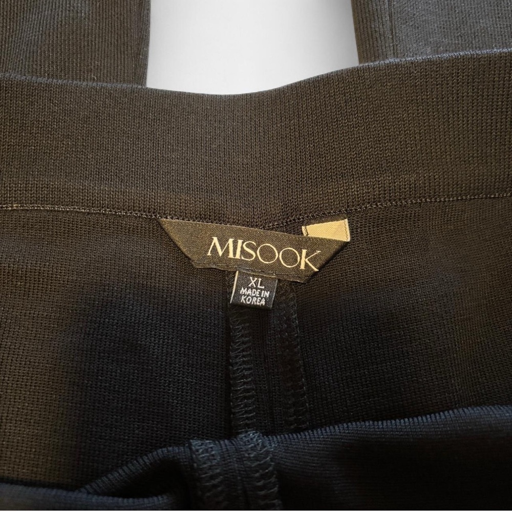 Misook Knit Pull On Pants Sz XL Wide Leg Black Stretch Work Office Professional - Picture 4 of 5